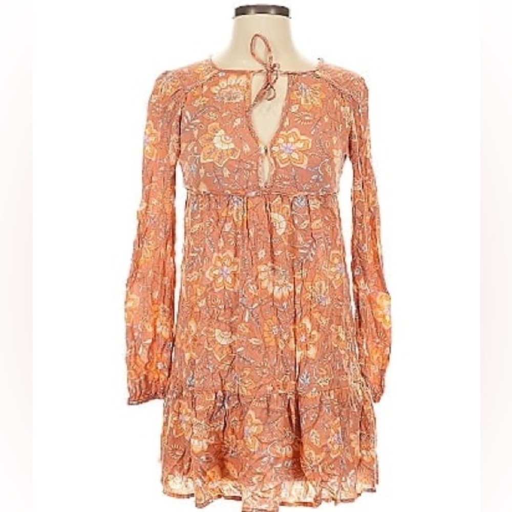 Billabong Women’s Hearts Desire, Pink Floral Paisley Long Sleeve Dress, Medium